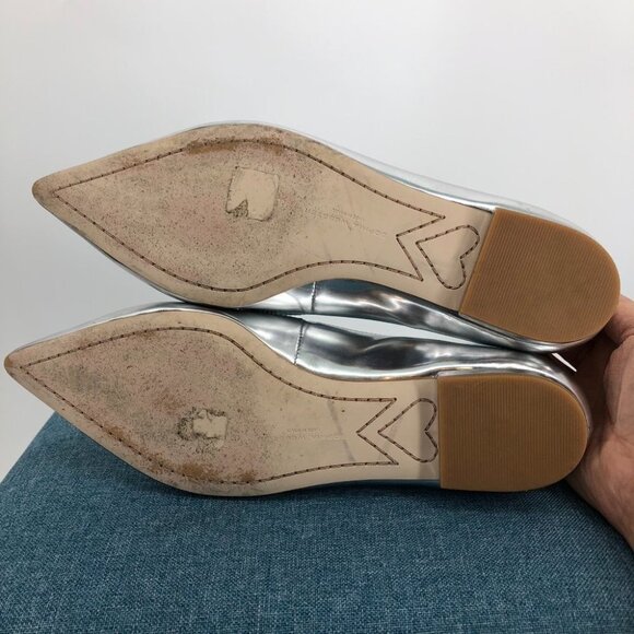 Sophia Webster Bibi Butterfly Silver Metallic Patent-leather Point-toe Flats 6.5 - Picture 5 of 16